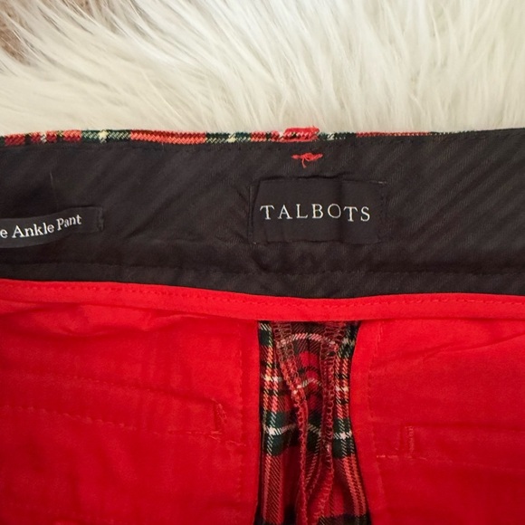 Talbots Hampshire Ankle Pant Classic Red Tartan 4 Petite - Picture 2 of 12